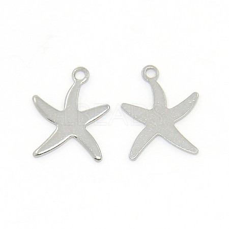 Tarnish Resistant Trendy 304 Stainless Steel Starfish/Sea Stars Pendants STAS-O031-C02-1