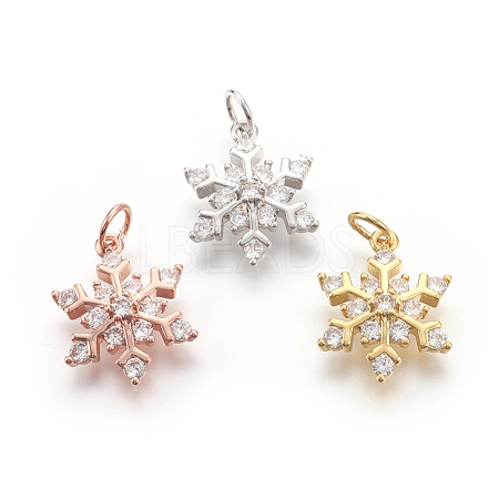 Brass Micro Pave Cubic Zirconia Pendants KK-F774-10-NR-1