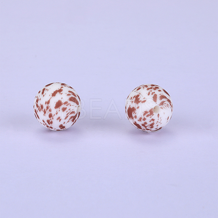 Printed Round Silicone Focal Beads SI-JX0056A-213-1