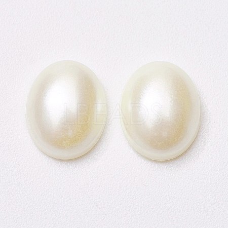 Acrylic Imitation Pearl Cabochons X-MACR-E007-8x10mm-J02-1