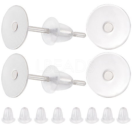 1600Pcs 2 Styles  304 Stainless Steel Flat Round Blank Peg Stud Earring Findings FIND-BBC0003-53A-1