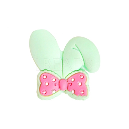 Rabbit Ear with Bowknot Food Grade Eco-Friendly Silicone Focal Beads PW-WG55487-02-1
