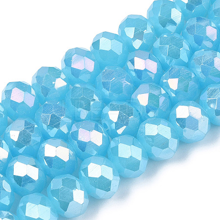 Electroplate Glass Beads Strands EGLA-A034-J8mm-B10-1