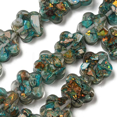 Dyed Natural Imperial Jasper with Resin Beads Strands G-G083-G01-01-1