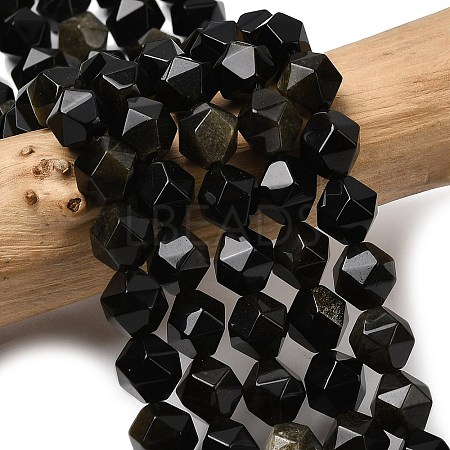 Natural Golden Sheen Obsidian Beads Strands G-Z119-A10-02-1
