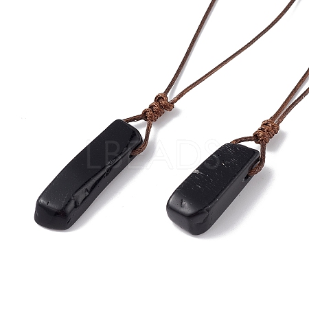 Natural Obsidian Nugget Pendant Necklace with Waxed Cord for Women NJEW-F306-01D-1