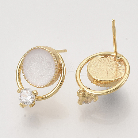 Brass Stud Earring Findings X-KK-N216-33B-1
