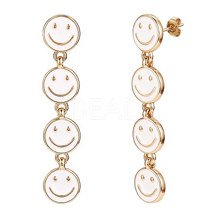 Enamel Smiling Face Dangle Stud Earrings JE915C-1