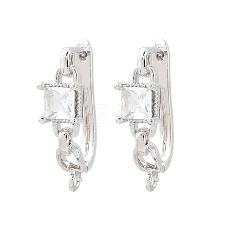 Brass Micro Pave Cubic Zirconia Hoop Earring Findings CU-CBAB5B4-07P-1