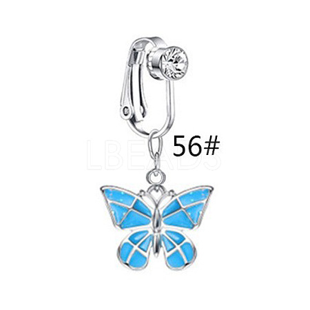 Zinc Alloy Pave Clear Cubic Zirconia and Enamel Butterfly Dangle Clip on Belly Rings FS-WGD716D-06-1