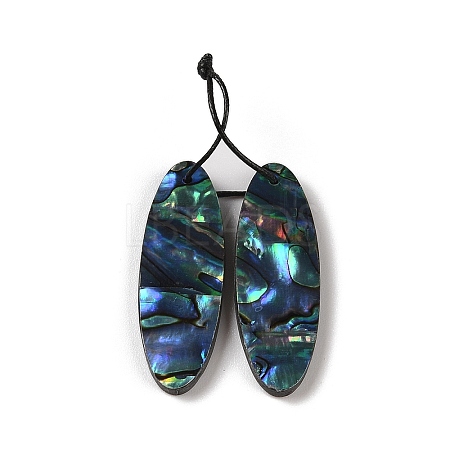 2Pcs Natural Abalone Shell/Paua Shell Pendants SHEL-A005-01G-1