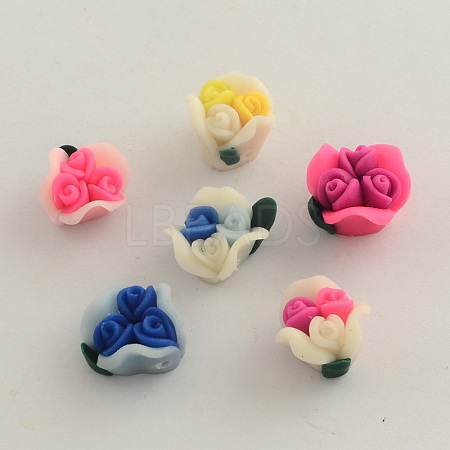 Handmade Polymer Clay Flower Beads X-CLAY-Q191-M12-1