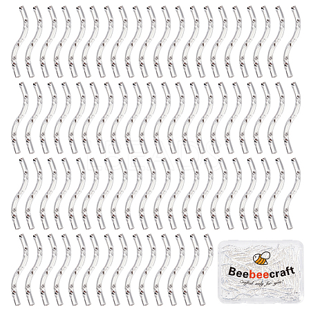 Beebeecraft 100Pcs Curved Brass Tube Beads KK-BBC0010-72-1