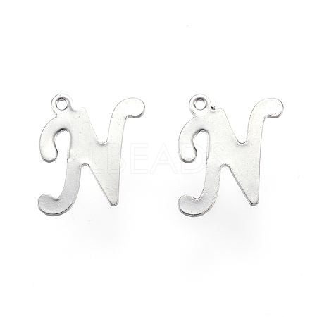 304 Stainless Steel Letter Charms X-STAS-F039-01N-P-1