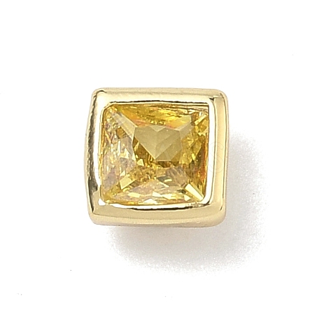 Square Brass Micro Pave Cubic Zirconia Cabochons KK-P345-13G-E06-1