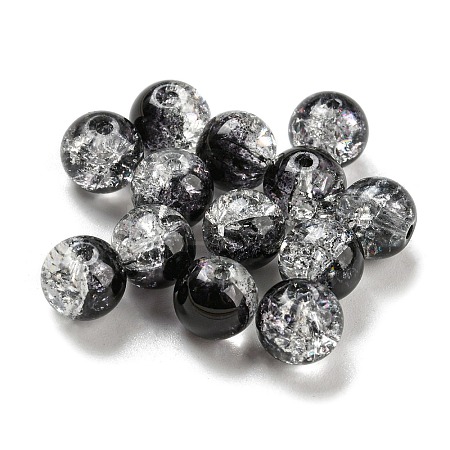 Transparent Spray Painting Crackle Glass Beads GLAA-L046-01B-19-1