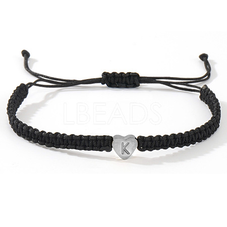 304 Stainless Steel Heart with Letter Bead Braided Bead Bracelets OO6447-39-1