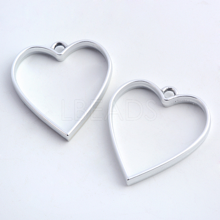 Rack Plating Alloy Heart Open Back Bezel Pendants PALLOY-S047-12B-FF-1