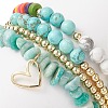 4Pcs 4 Style Natural & Synthetic Mixed Gemstone Chips & Heishi Beaded Stretch Bracelets Set BJEW-JB09922-3