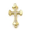 Brass Clear Cubic Zirconia Cross Connector Charms ZIRC-I070-016G-1