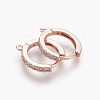 Brass Micro Pave Cubic Zirconia Huggie Hoop Earring Findings KK-O112-13RG-1