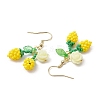 Flower with Cherry 304 Stainless Steel Glass Seed Beads Dangle Earrings EJEW-MZ00419-04-4