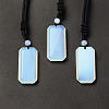 Opalite Rectangle Pendant Necklace with Nylon Cord for Women NJEW-C001-01A-04-2