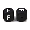 20Pcs Black Cube Letter Silicone Beads 12x12x12mm Square Dice Alphabet Beads with 2mm Hole Spacer Loose Letter Beads for Bracelet Necklace Jewelry Making JX433F-3