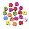 2-Hole Spray Painted Wooden Buttons X-BUTT-T007-002-1