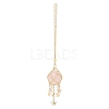 Natural Rose Quartz with Rack Plating Brass Pendants Decorations AJEW-B023-01G-06-1