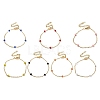 PVD Vacuum Plating Golden 304 Stainless Steel Cable Chain Bracelet with Enamel Rondelle Beaded BJEW-G683-02G-1