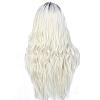 27.6 inch(70cm) Long Wavy Dark Roots Ombre Blonde Wigs OHAR-L010-005B-3