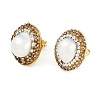 Rack Plating Oval Brass With Rhinestone & Natural Pearl Handmade Indonesia Stud Earrings EJEW-U010-02B-G-1