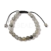 8mm Round Natural Labradorite Braided Bead Bracelets BJEW-C067-01B-14-2