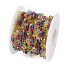 Glass & 304 Stainless Steel Cable Chain Beaded Chains SA-CBAD321-03H-2