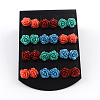 Synthetical Coral Flower Ear Studs EJEW-R102-02-1