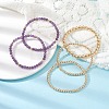 5Pcs 5 Style Natural Amethyst & Brass Beaded Stretch Bracelets Set for Women BJEW-JB09663-01-2