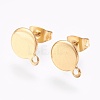 Ion Plating(IP) 304 Stainless Steel Stud Earring Findings STAS-G178-02G-8mm-2