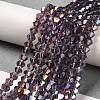 Transparent Electroplate Glass Beads Strands EGLA-A039-T6mm-B04-4