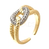 Brass Micro Pave Clear Cubic Zirconia Cuff Rings RJEW-U035-12GP-4