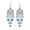 Glass Teardrop Tassel Chandelier Earrings EJEW-TA00184-02-1