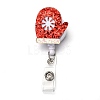 Christmas Glove Glitter Powder Felt & ABS Plastic Badge Reel AJEW-I053-02-1