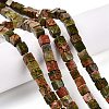 Natural Unakite Beads Strands G-T139-6x6-08A-1