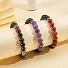 3Pcs 3 Colors Dyed Natural Agate Beads Stretch Bracelets BJEW-SZ0001-23-5