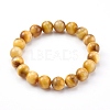 Natural Gold Tiger Eye Beaded Stretch Bracelets BJEW-JB05994-1