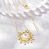 Brass Pave Clear Cubic Zirconia and Glass Heart Pendant Necklaces KK-CBA4547-11G-2