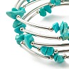 5-Loop Synthetic Turquoise(Dyed) Chip Beaded Wrap Bracelets for Women BJEW-JB01517-09-5