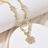 Brass Pave Cubic Zirconia Flower Pendant Necklaces NJEW-C121-04B-G-2