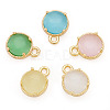 5Pcs 5 Colors Flat Round Brass Charms KK-TADJ0001-12-2