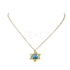 4Pcs 4 Styles Natural Amethyst & Heated Citrine & Apatite & Dyed Green Jade Copper Wire Wrapped Hexagram Pendant Brass Cable Chain Necklaces for Women NJEW-TA00258-3